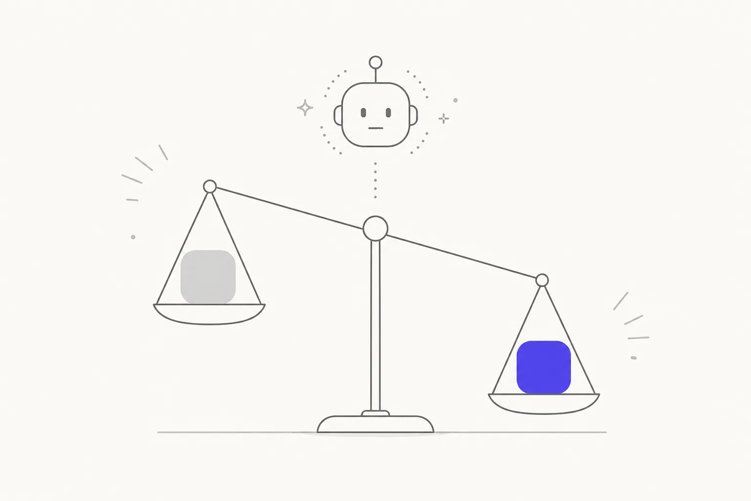 概念示意:AI 像一杆天平,当前偏向信息更完备的竞品一侧