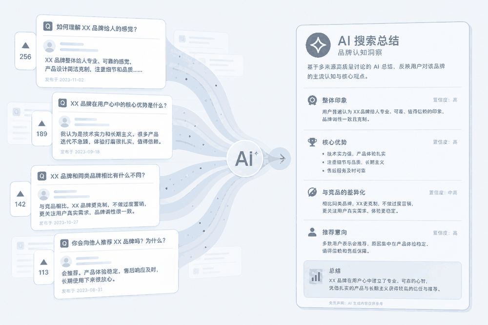 示意图:知乎问答内容被收成面向专业人群的 AI 搜索摘要